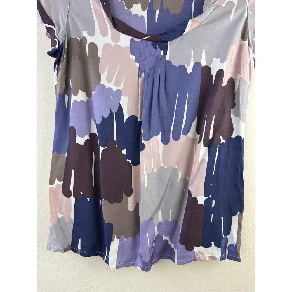 Boden Silk Blend Abstract Brushstroke Print Pleated Cap Sleeve Top Womens US 4 - Picture 11 of 12